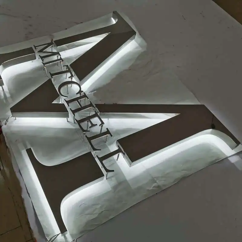 Factory customized 3D Acrylic outlet stainless steel channel letters sign led light logo signage front lit shop sign