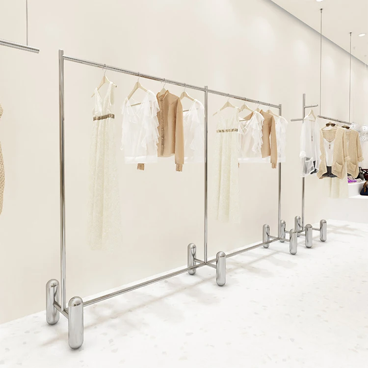 Wholesale Clothing Store Boutique Wedding Dress Display Stand Wall mounted display rack Indoor Floor Clothing Display Rack