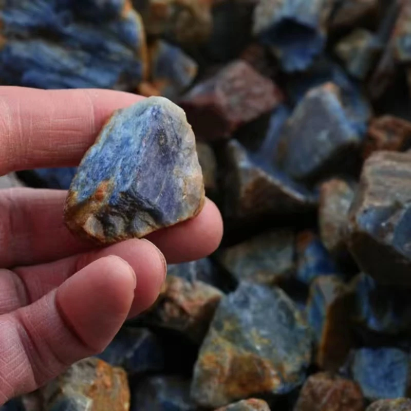 Wholesale Bulk Natural blue corundum sapphire raw material healing crystal stones