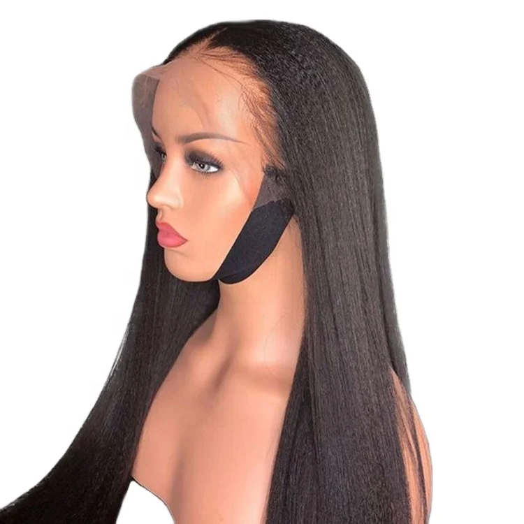 Fast Shipping Brazilian Virgin 100% Human Hair Light Yaki Long Straight Free Part Lace Front Wigs