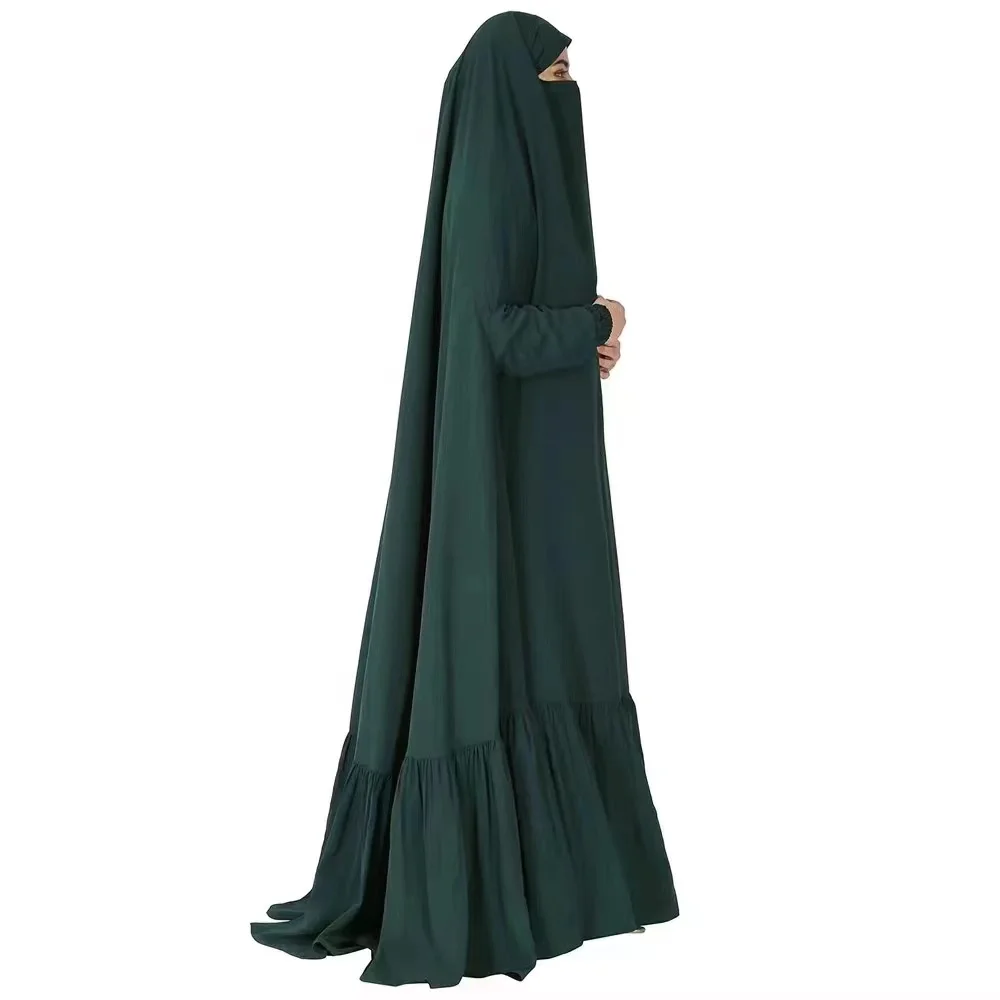 Modest Khimar Hijab Abaya Solid Color Festival Daily Robe Set Dress Niqab Burka Woman Clothing Islamic Muslim Abaya Dress Jilbab
