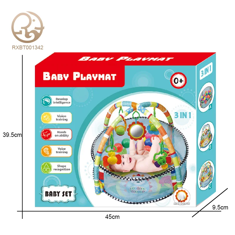 Factory Supply 3-in-1 Infant Play Gym Mat Soft Carpet Puzzle with Animal Baby Toy Safe Material for Floor Play