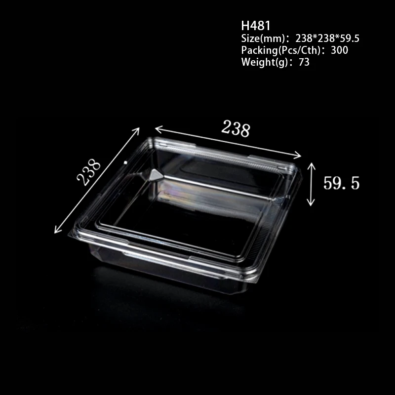 Clamshell clear transparent bread container PET disposable plastic fresh keeping snacks packaging box