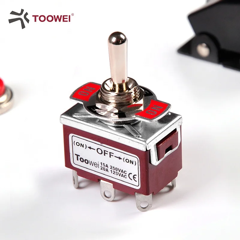 DPDT Quick Connect (On)-Off-(On) Toggle Switch 250V AC 15A Momentary Toggle Switch