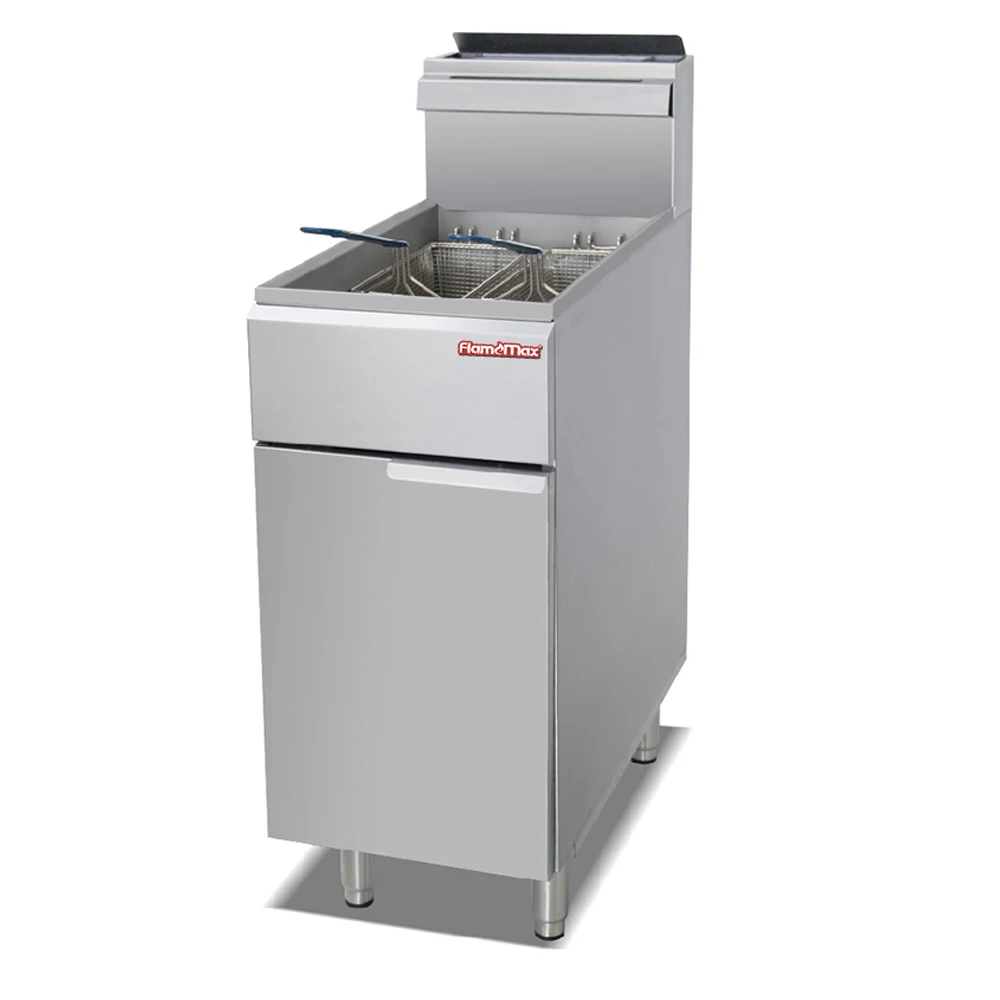 HGF-776D 25L Stainless Steel 1 tank 2 basket Commercial Chicken Potato Chips Gas Deep Fryer with Temperature Control