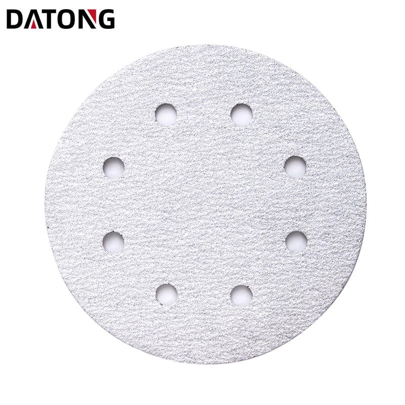 Заводская Высококачественная абразивная наждачная бумага Datong 5 дюймов 6 отверстий зернистость 100 круглый керамический белый шлифовальный диск для металла и