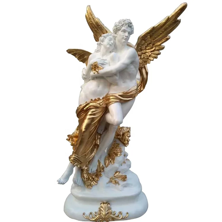 Famous decorative Roman angel sculpture Greek fiberglass Cupid and Psyche Sculpture statues