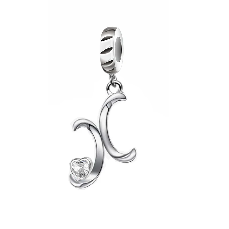 New Design Memorial Gift 925 Sterling Silver A-Z Letter Alphabet Beads Charms For Bracelet Jewelry Making
