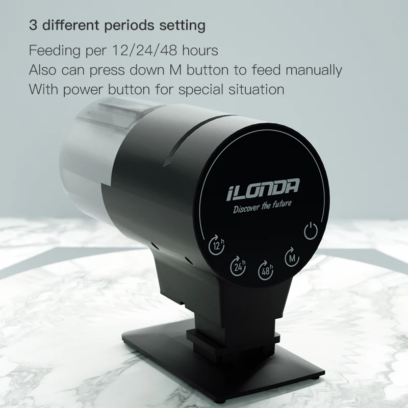 2nd New iLONDA Simple Version Fish Feeder 3 Different Periods Feeding Mode Adjustable Fish Feed Dispenser