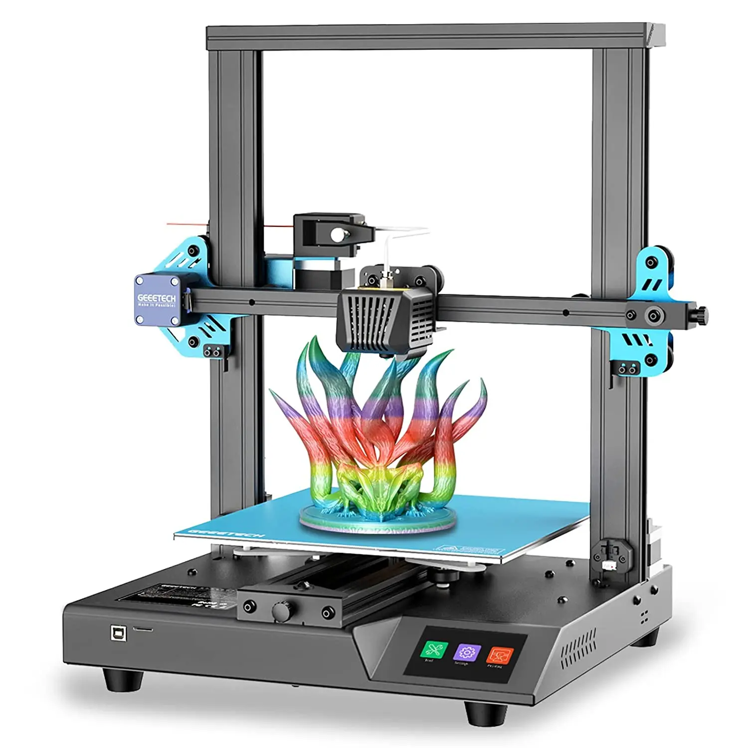 3D-принтер Geeetech miter S с автоматическим выравниванием, двойная ось Z, сенсорный экран, слайдер TMC2208, громкость печати x мм