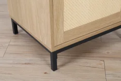 Wholesale paper rattan 1door 1 shelf shelf  kitchen liner dining living entryway storage racking handle metal leg wooden cabinet