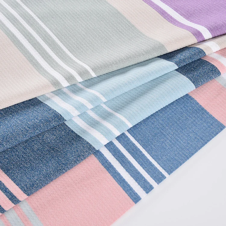 Anti-Static Jacquard Stripe Yarn-Dyed Fabric 47.5% Cotton 23.5% Viscose 24% Polyester 5% Spandex Knit Fabric For Polo Shirt