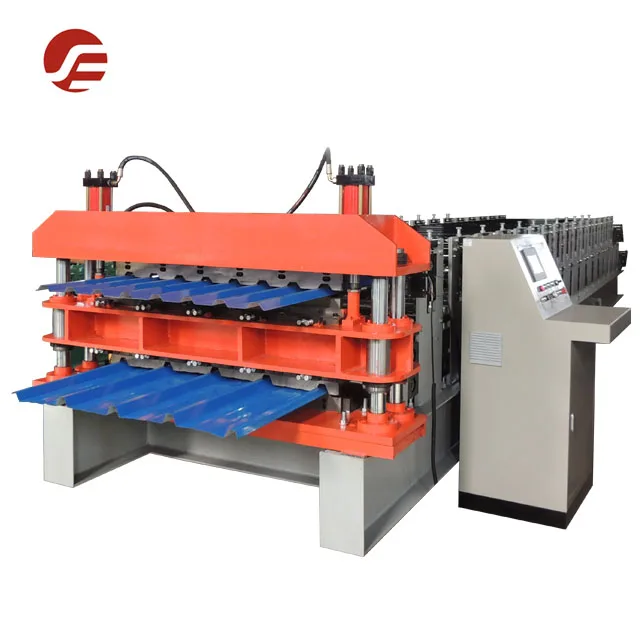 Trapezoid and corrugated double layer roof sheet roll forming machine  construction material double deck roofing machine