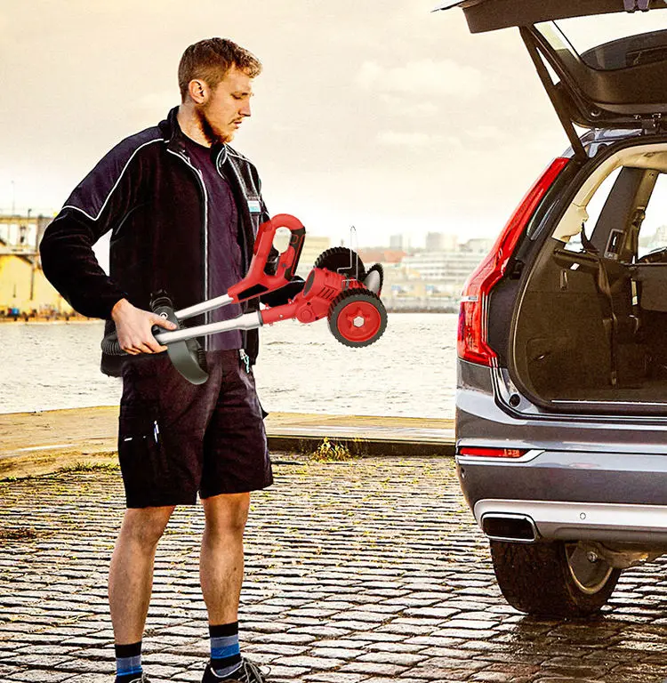 21V foldable grass trimmer machine battery lawn mowers wholesale brush cutter blade with wheel