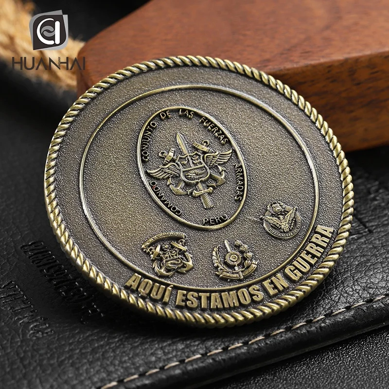 manufacturer 3D antique bronze metal honor coin custom