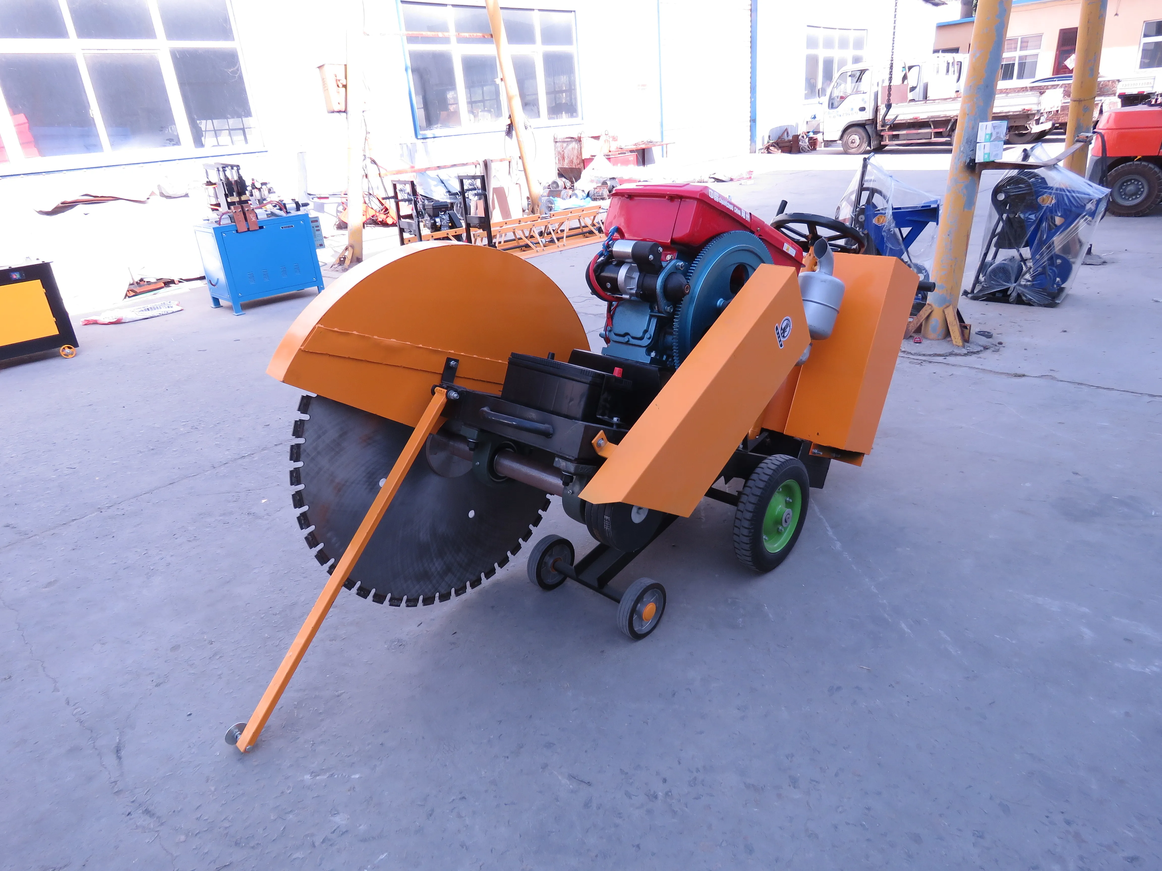 1000 Diesel Power Hand-push concrete groove road floor saw cutting machine