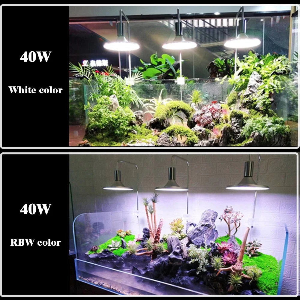Rotating Fish Tank Chandelier Clamp Lamp Water Plant Tropical  Small Fish Tank 20W 40W Color Light Made Of Pure Aluminum E27