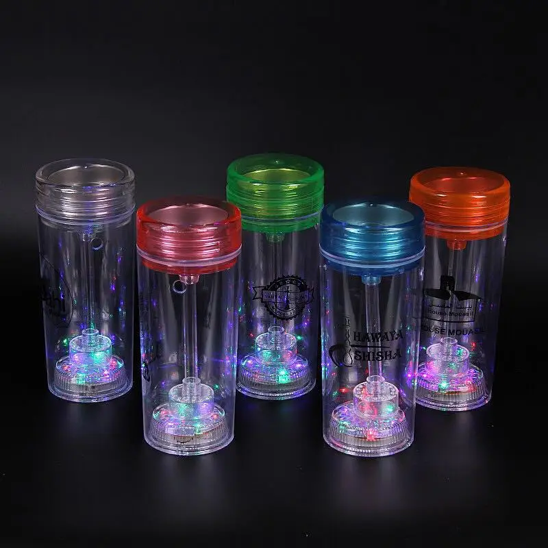 Wholesale Custom Plastic acrylic Hookah Travel LED Light Car Shisha Portable Hookah Cup Shisha Plastic Chicha