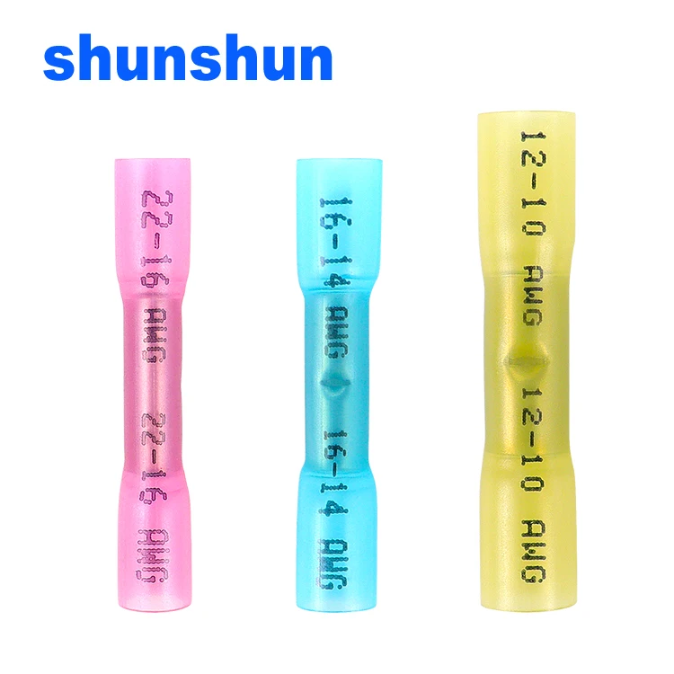 BHT series Pink Blue Yellow Electrical Heat Shrink Water Proof Butt splice wire Connectors kit box
