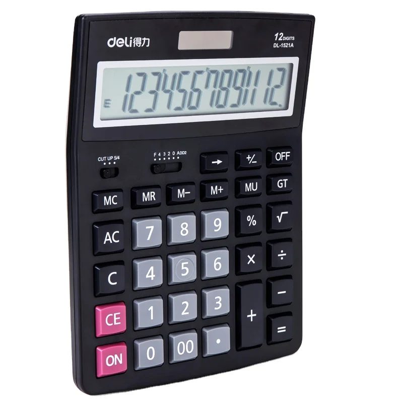 Deli 1521A черный солнечный калькулятор двойной мощности настольного компьютера с 12-значным дисплеем финансовый офисный 40 шт. в коробке набор