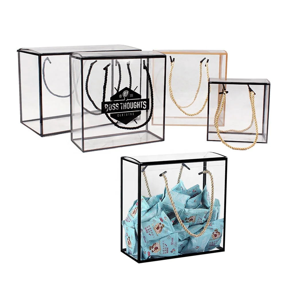 Custom Logo Transparent PVC Portable Gift Box Plastic Boxes for Baking Cookie Jewelry Gift Packaging