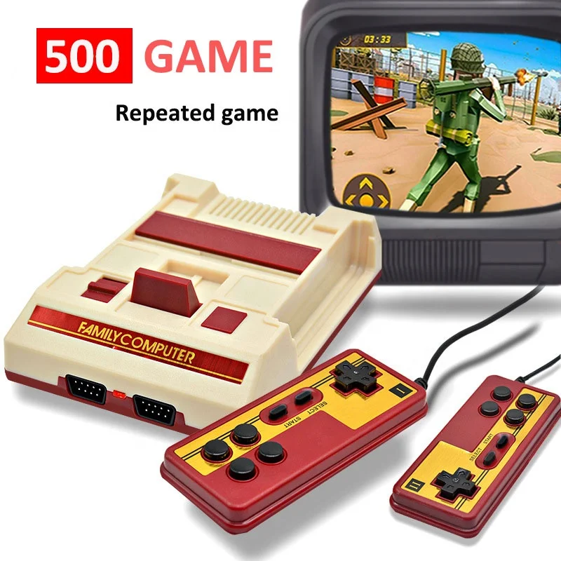 Wolsen 8 Bit Family Video Game Console 500 Classic Retro Game  AV Output Support Cartridge TV Handheld Game Player