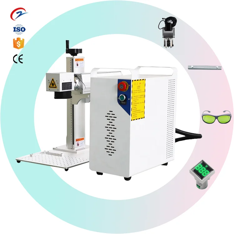 ZHONGCAN JPT MOPA M7 Color Rotary Metal 30w 50w 100w 20w  100w Fiber Laser Marking Machine With Rotary For Metal Jewelry Ring
