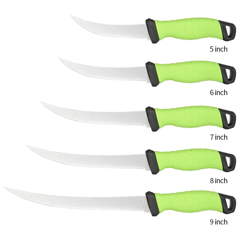 Fishing equipment stainless steel fish knife with PP handle with plastic cover