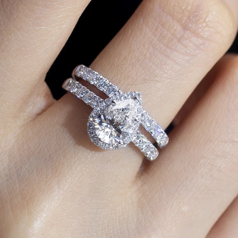 Messi Jewelry MSR-1284 customized jewelry platinum  ring moissanite diamond engagement wedding ring for women/girl