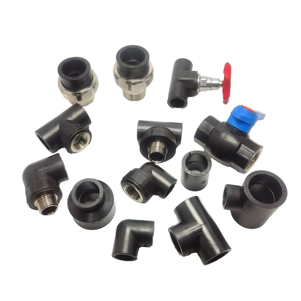 HDPE 20 мм-90 мм фитинги для труб запорный клапан мужской или женский тройник локоть соединение резьба PE