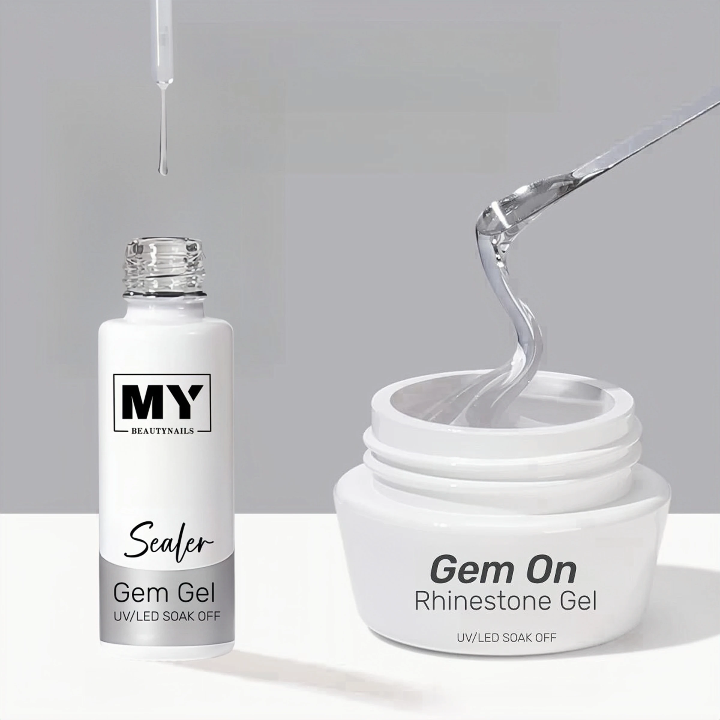 MyBeautyNails Wholesale 3D Effect Clear Long Lasting Sealer Gem Gel Jewelry Rhinestone Gel Glue Nail Polish