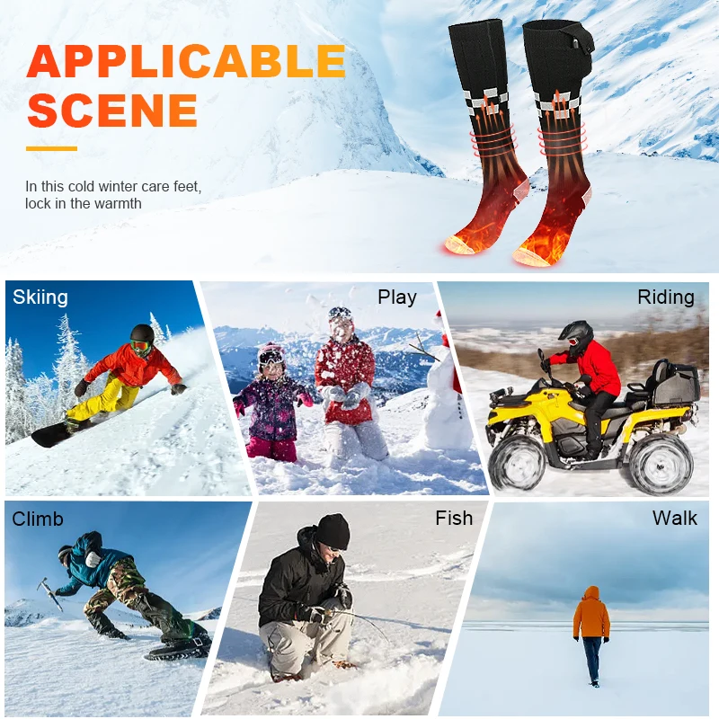 USB Heating Socks for Foot Warming Heated Socks with 3 Heat Settings for Men Women Outdoor Skiing Hunting Fishing Hiking