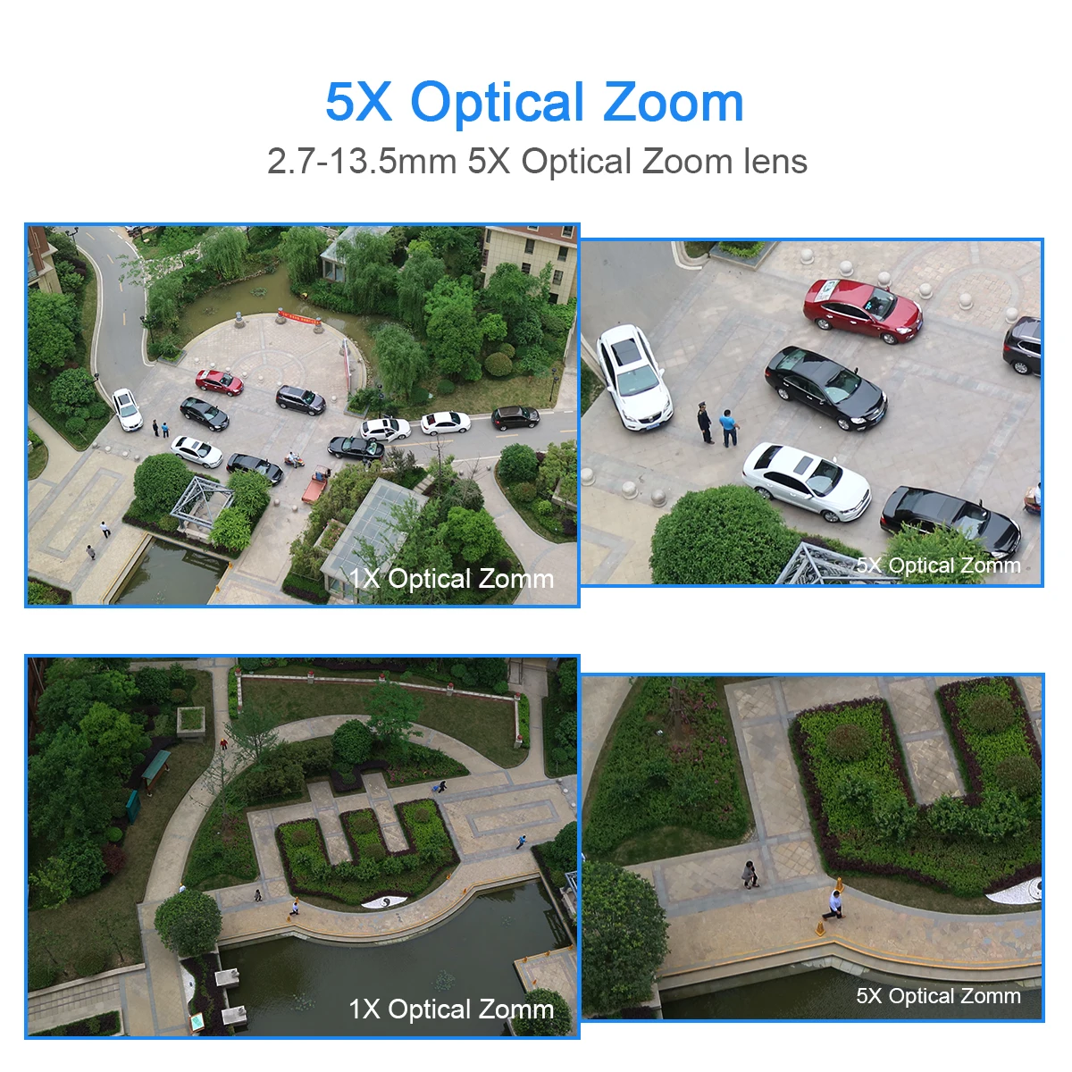 JideTech 5MP 4X Network IP Security Camera Indoor/Outdoor IP66 CMOS Sensor with SD Card Slot WIFI PTZ Camera Two-Way Audio