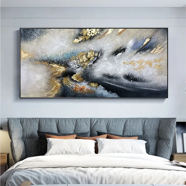 Hot Selling Wholesale Abstract Gold Foil Wall Pictures artwork frame hand painted art oil painting canvas
