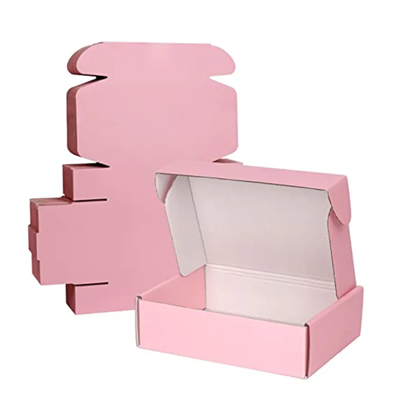 Custom Printing Logo Pink Shipping Cardboard Paper Box Foldable Corrugated Carton Mail Packaging Mailer Box with logo packaging