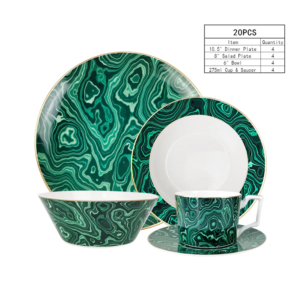 16pcs Ceramic Bone China  Dinnerware Set for 4 People Cup Bowl and Plate Set Stripe 16 Pcs 20 Pcs 24 Pcs Tableware