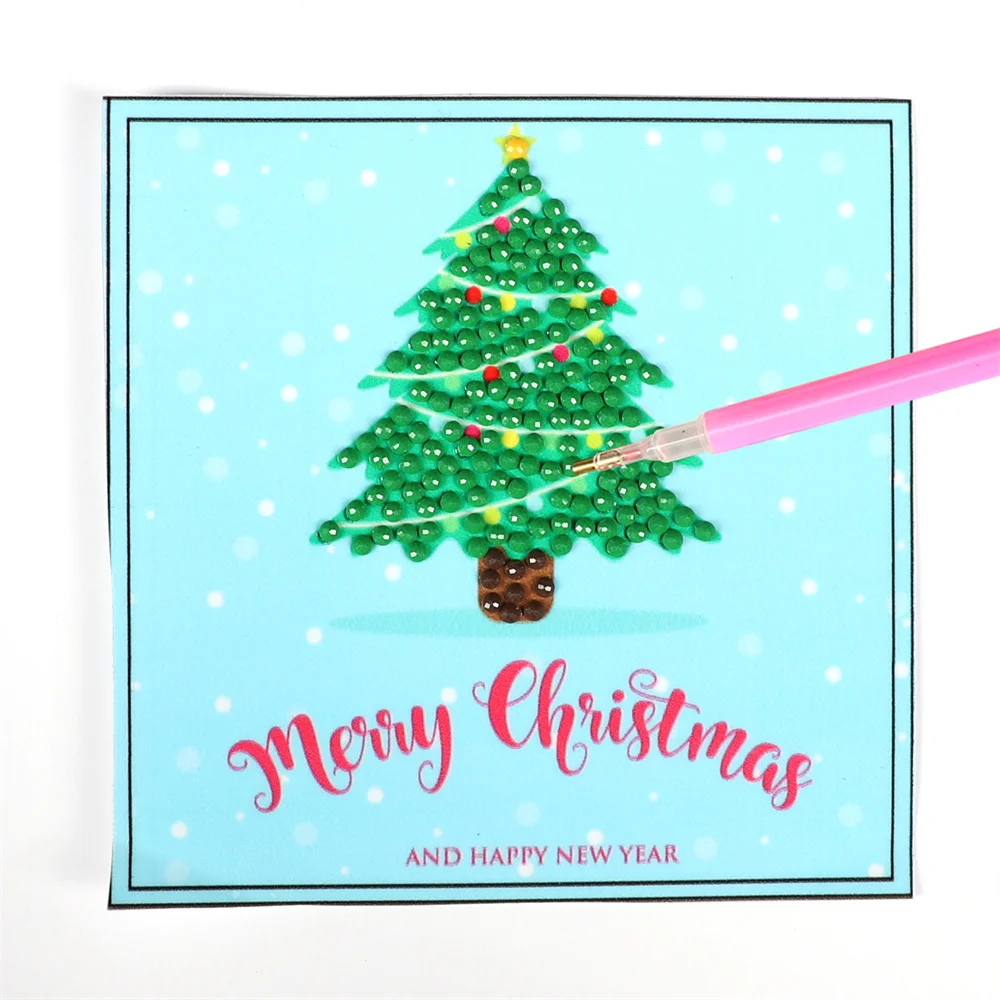 Christmas Sticker DIY Cartoon DiamondPainting 5D Art Stickers Stick Paint Diamonds Toys Kit Gift Set Promotional For Kids