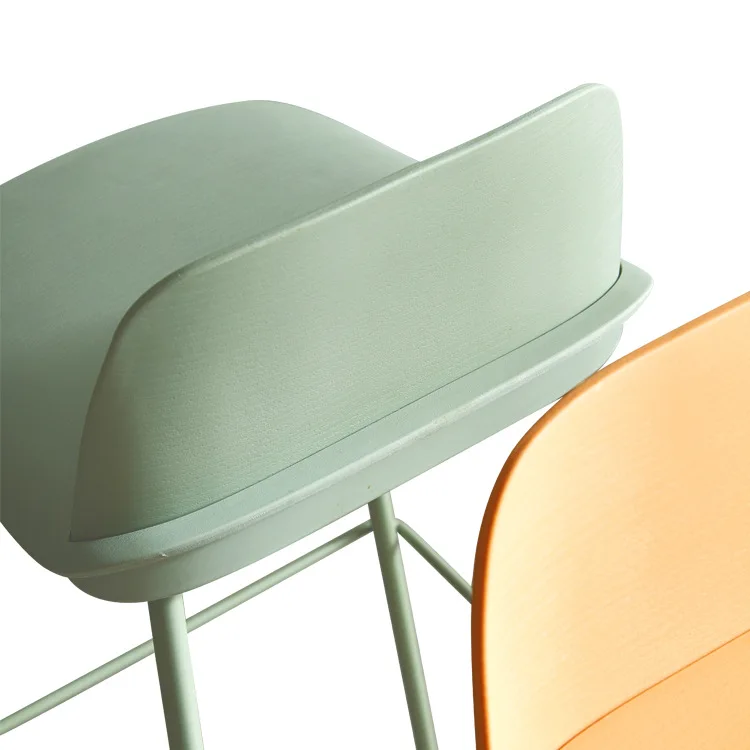 Manufacturer Supplied Ready-Made Nordic Bar Stools Creative Modern High Backrest Leather Chairs with High Legs for Dropshipping