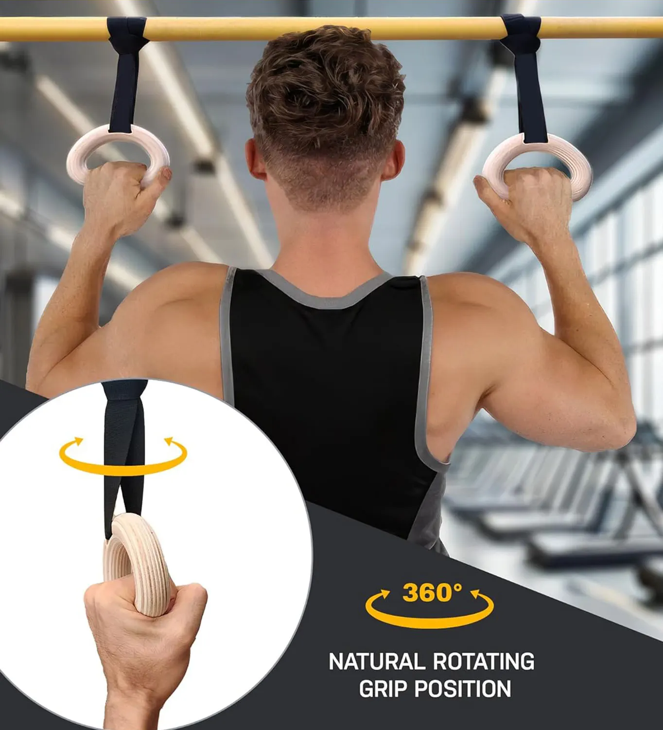 Custom Logo Fitness Non-Slip Gym Handle Double Circle Pull Up Handle Deadlift Handles Gymnastics Rings