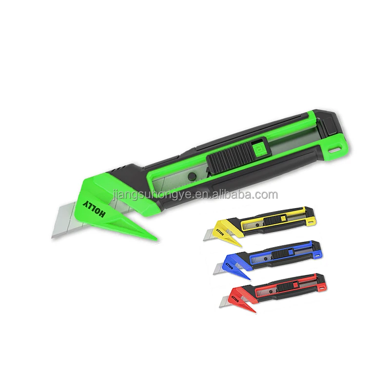 New Design Snap off Blade Film Cutter Easily Cut Stretch Wrap and Packing Tape Crafts and Warehouse Use 2 in 1 Box Cutter opener