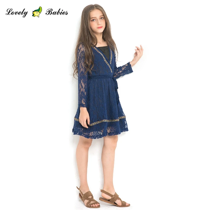 lovely babies dress for girls to 14 year toddler formal clothes blue girl lace dress