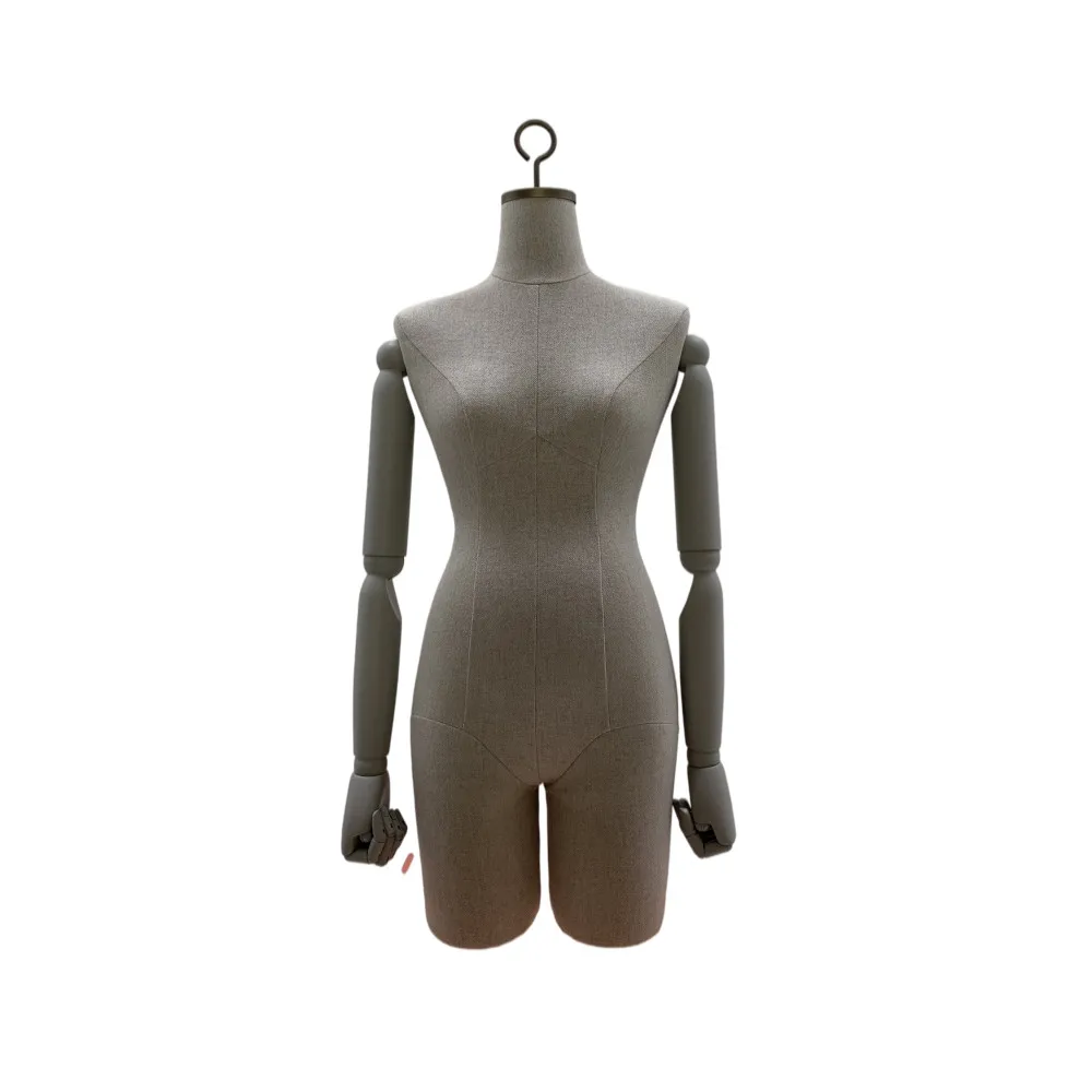 Adjustable Torso Mannequins Female Hanging Linen Fabric Covered Dress Form Dummy Women 3/4 Body For Window Display