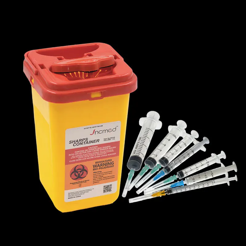 Medical Plastic Sharps Containers medical container Biohazard Needles Disposal 1L Waste sharps Box