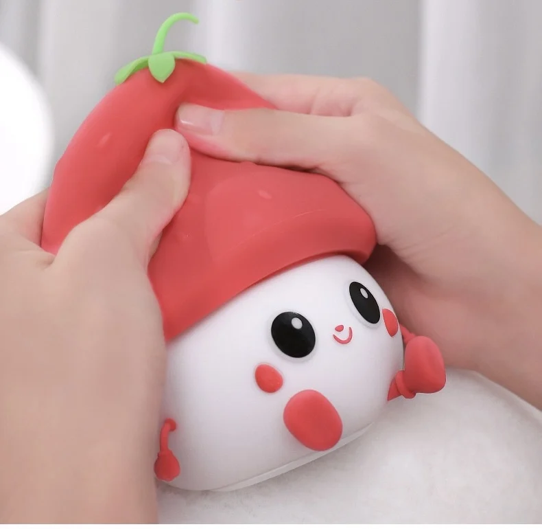 Ever Bright Cute Strawberry Silicone Lamp Bed Decorative  Led Night Light Objects