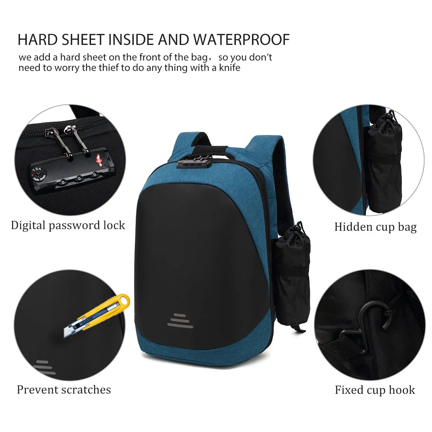 Lokass 15.6 Inch Laptop Backpack City  USB Bagpack TSA Lock School Anti-theft Laptop Anti Theft Backpack Bag With Code Lock