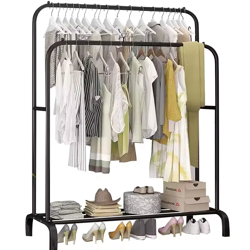 Home Furniture Bedroom New storage Coat Stand Double Rack Space Saving Clothes Hangers
