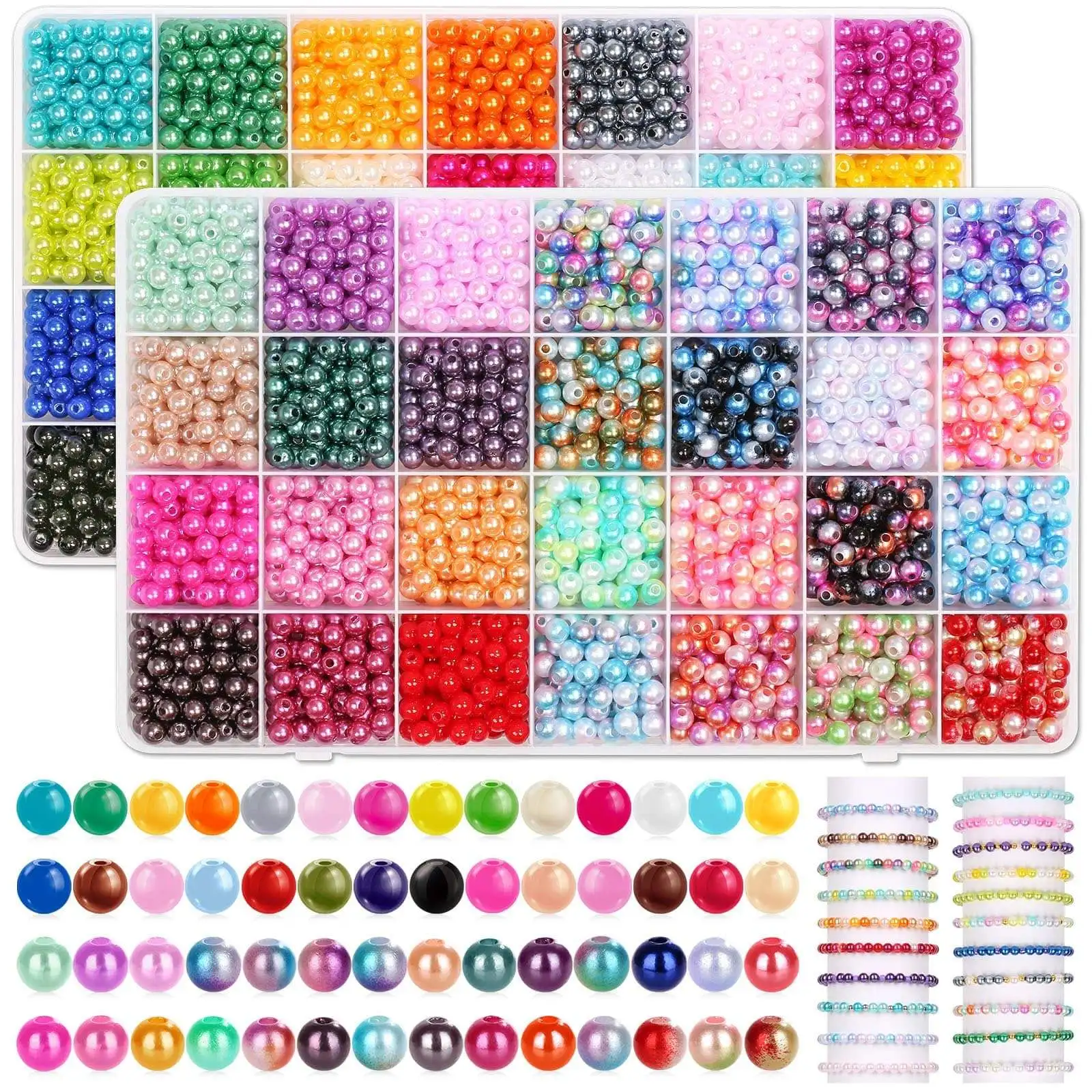4500Pcs 56 Colors 6mm ABS Pearl Beads for Bracelets Making Shiny Jewelry Making Necklace Earrings Bracelets girls gift toys