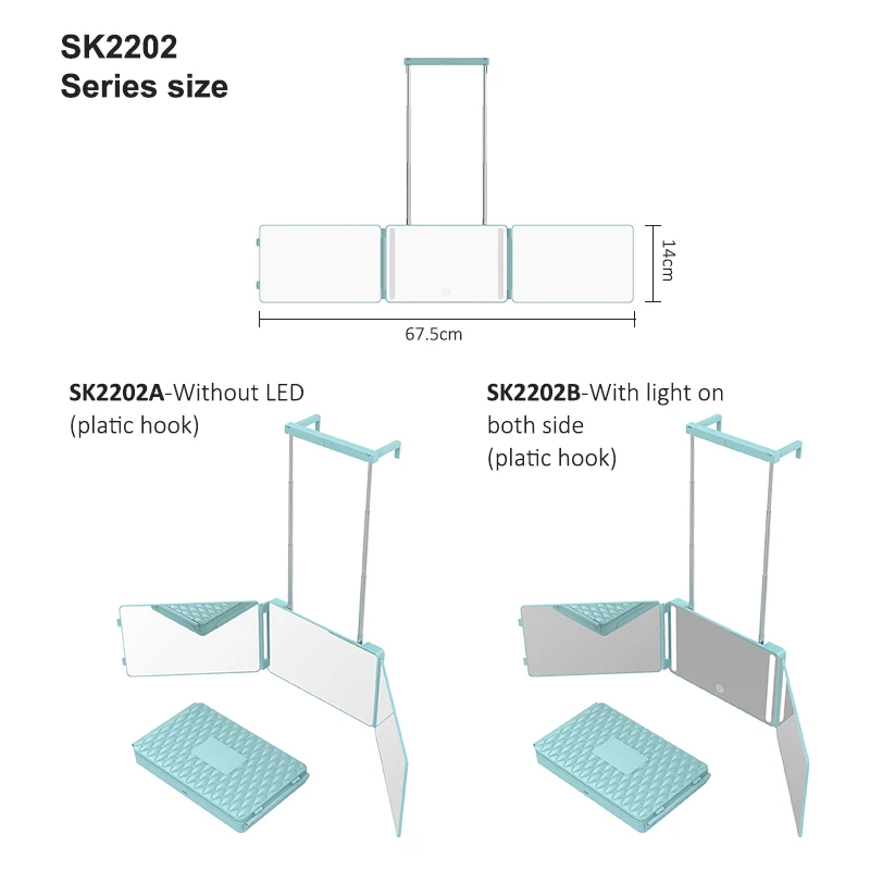 Custom Big Make Up Barber Shop Self Cut Mirror 360 Espelho Com Hair Salon Led Vanity Makeup 3 Way Mirror With Led Lights