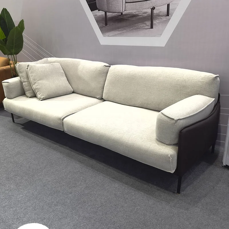 Modern minimalist Home Office furniture Villa living room linen fabric Three seater 4-seater sofa couches hotel lobby sofa
