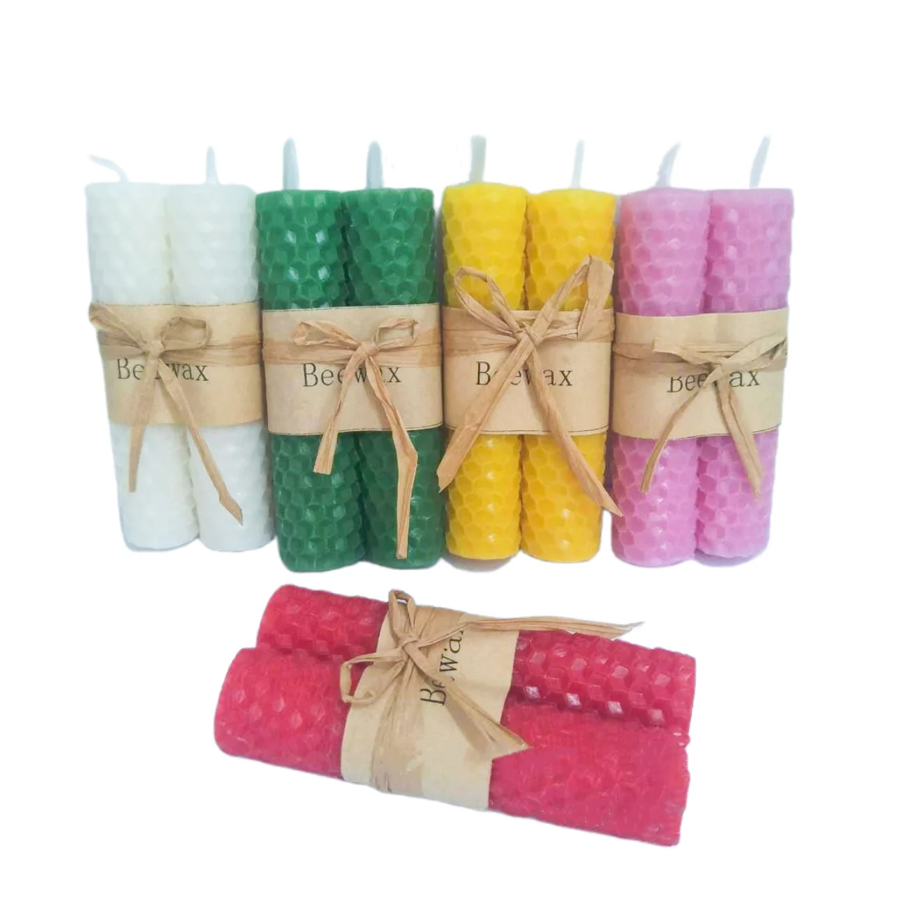 Colored Rolled  Beeswax Honeycomb Pillar Candles